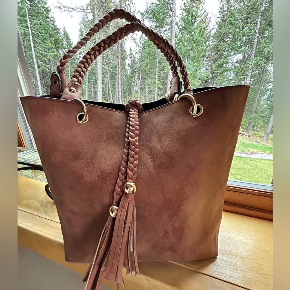Reversible Handbag 👜 Suede leather look